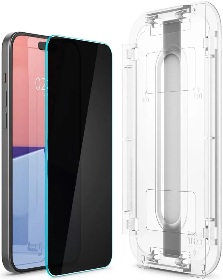 Spigen EZ Fit GLAS.tR Apple iPhone 15 Privacy Glass (1-Pack) afbeelding 7