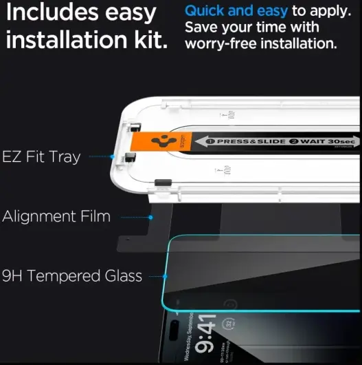 Spigen EZ Fit GLAS.tR Apple iPhone 15 Privacy Glass (1-Pack) afbeelding 5