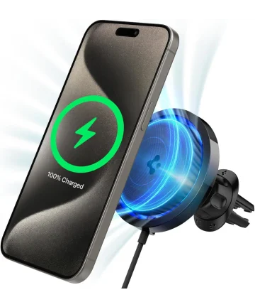 Spigen Ventilatierooster Telefoonhouder Auto met MagSafe Opladen 7.5W Zwart Houders