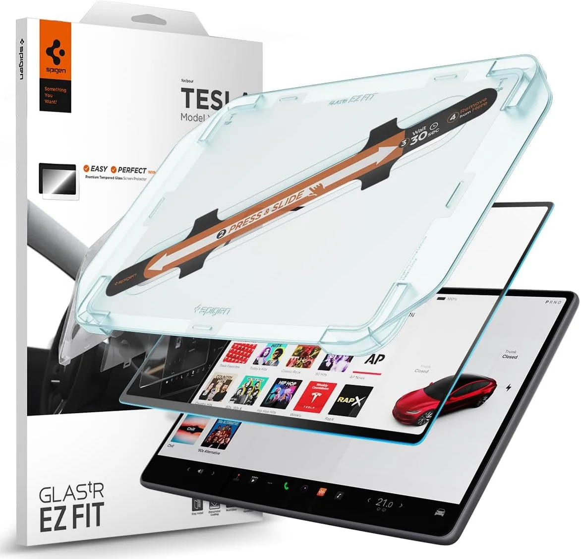 Spigen EZ Fit GLAS.tR Tesla Model 3 (2024) Screen Protector 9H Tempered Glass afbeelding 1