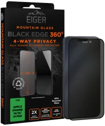 Eiger Mountain Black 360° Privacy iPhone 16 / 15 Pro / 14 Pro Screen Protector