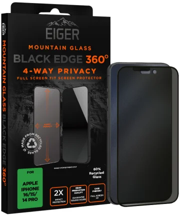 Eiger Mountain Black 360° Privacy iPhone 16 / 15 Pro / 14 Pro Screen Protector Screen Protectors