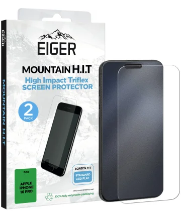 Eiger Mountain H.I.T Apple iPhone 16 Pro Scherm Folie (2-Pack) Screen Protectors