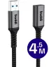 Buddi Flex USB-A Female naar USB-A Male verlengkabel USB 3.0 4,5M Zwart