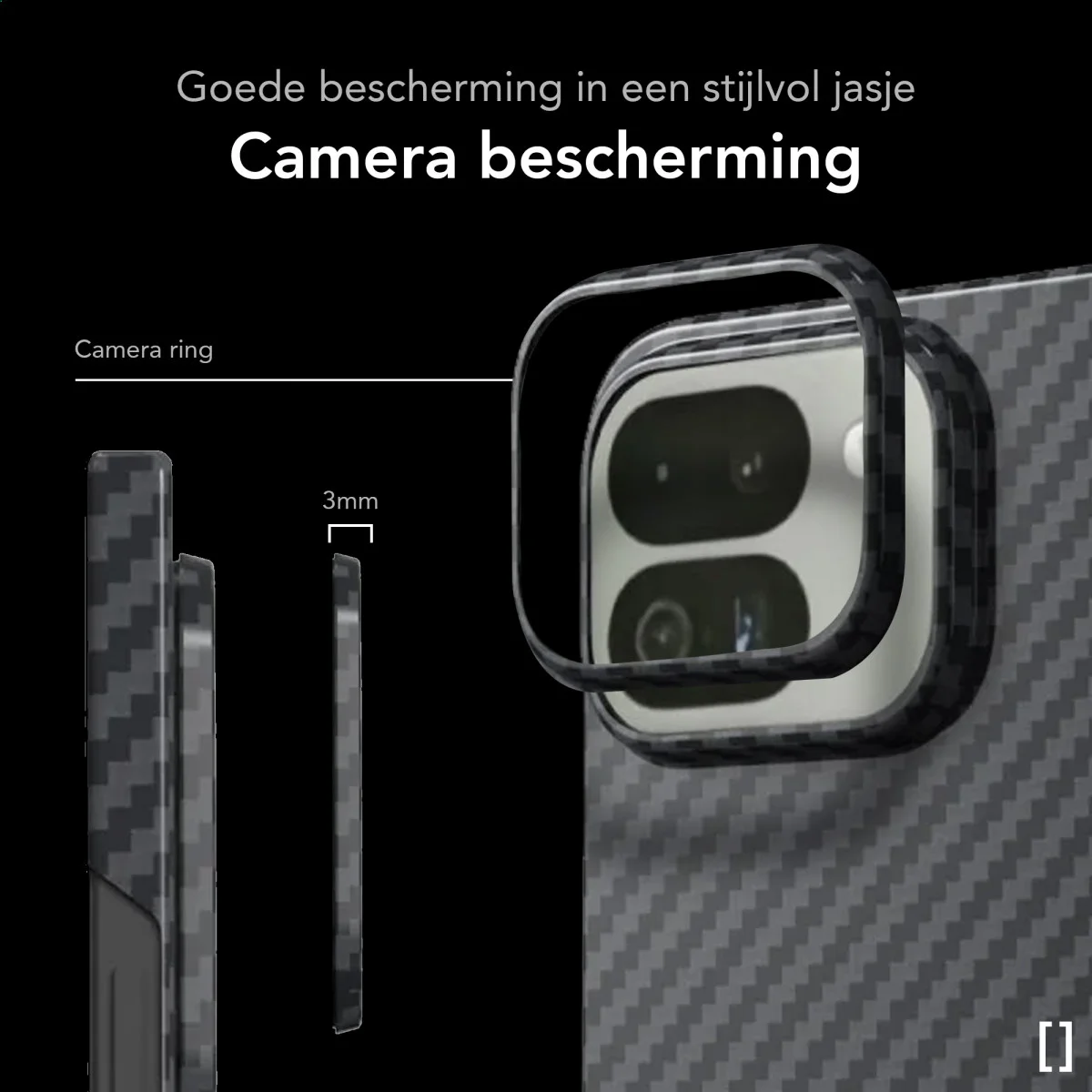 NEKIT Fiber Google Pixel 9 Pro Fold Hoesje MagSafe Kevlar Back Cover Dun Zwart afbeelding 4