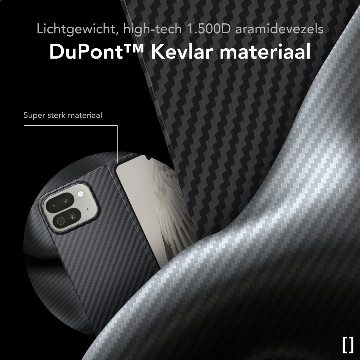 NEKIT Fiber Google Pixel 9 Pro Fold Hoesje MagSafe Kevlar Back Cover Dun Zwart afbeelding 3