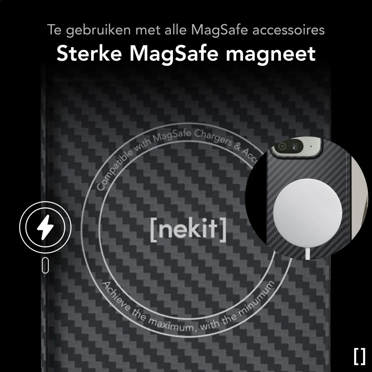 NEKIT Fiber Google Pixel 9 Pro Fold Hoesje MagSafe Kevlar Back Cover Dun Zwart afbeelding 6
