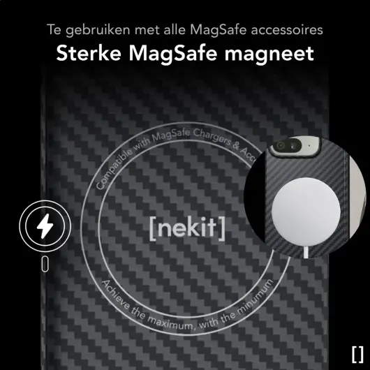 NEKIT Fiber Google Pixel 9 Pro Fold Hoesje MagSafe Kevlar Back Cover Dun Zwart afbeelding 6