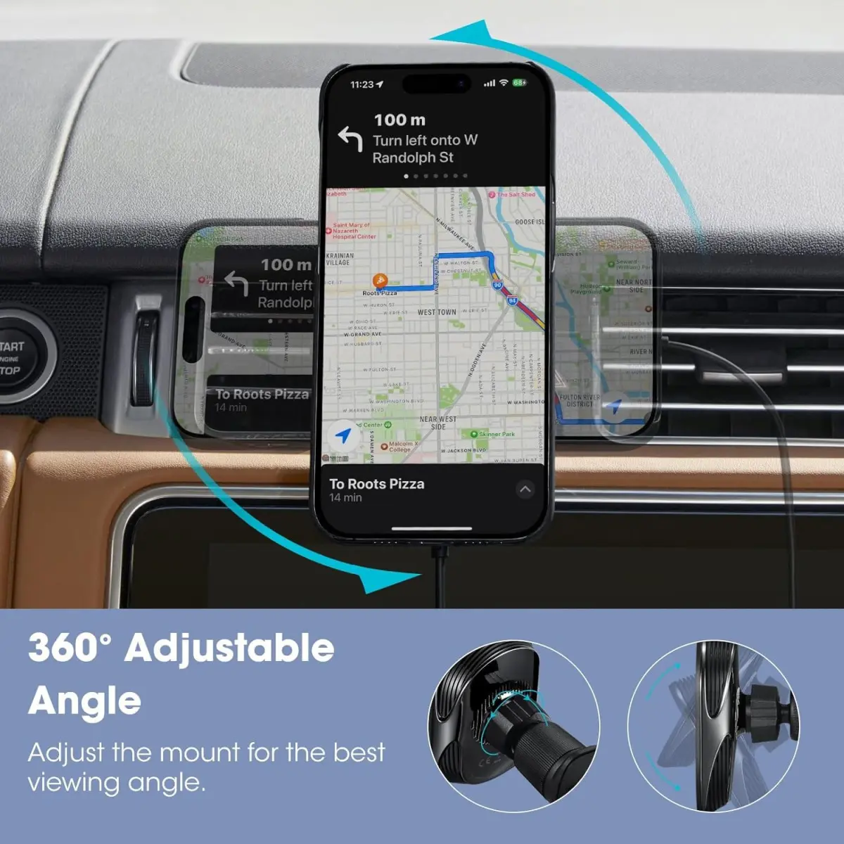 PITAKA MagEZ Car Mount Pro 2 Qi2 (15W) MagSafe Telefoonhouder Auto Zwart afbeelding 9