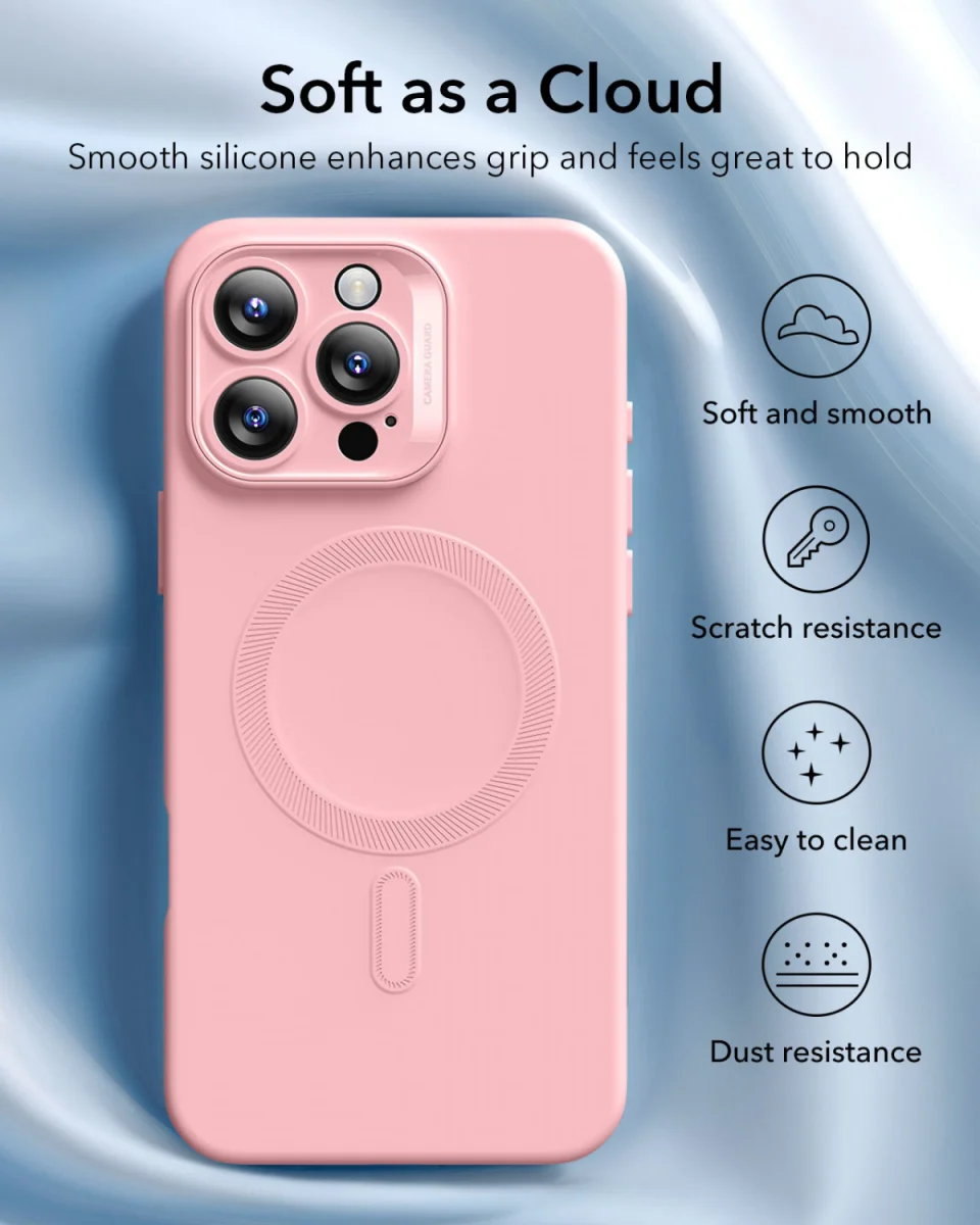 ESR Cloud Soft HaloLock Apple iPhone 16 Pro Hoesje MagSafe Roze afbeelding 3
