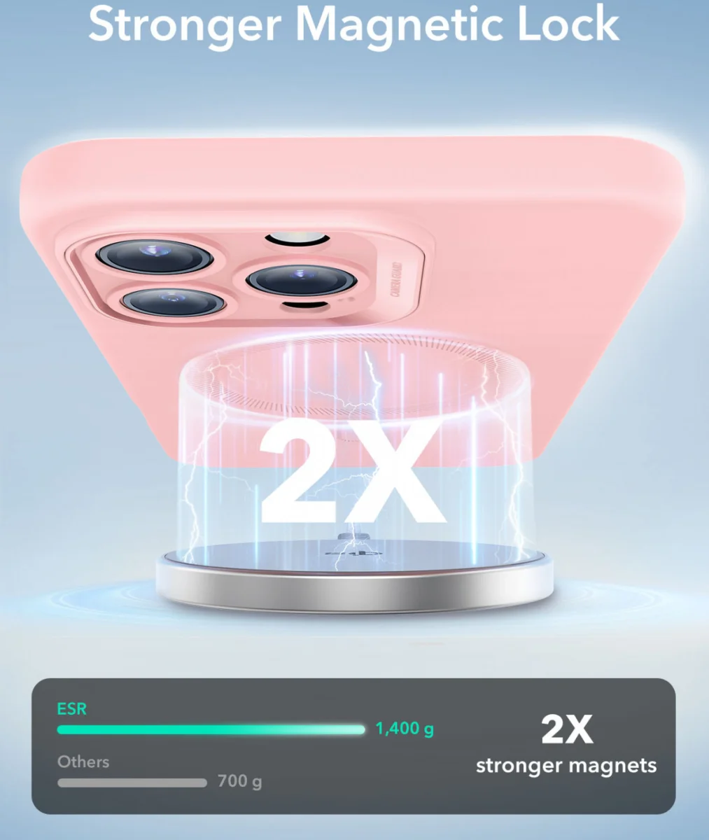 ESR Cloud Soft HaloLock Apple iPhone 16 Pro Hoesje MagSafe Roze afbeelding 4