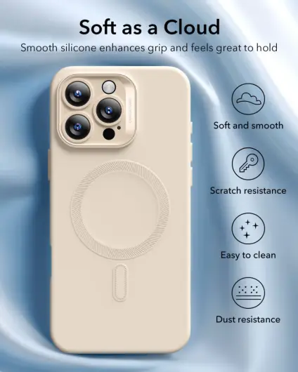 ESR Cloud Soft HaloLock Apple iPhone 16 Pro Max Hoesje MagSafe Beige afbeelding 3
