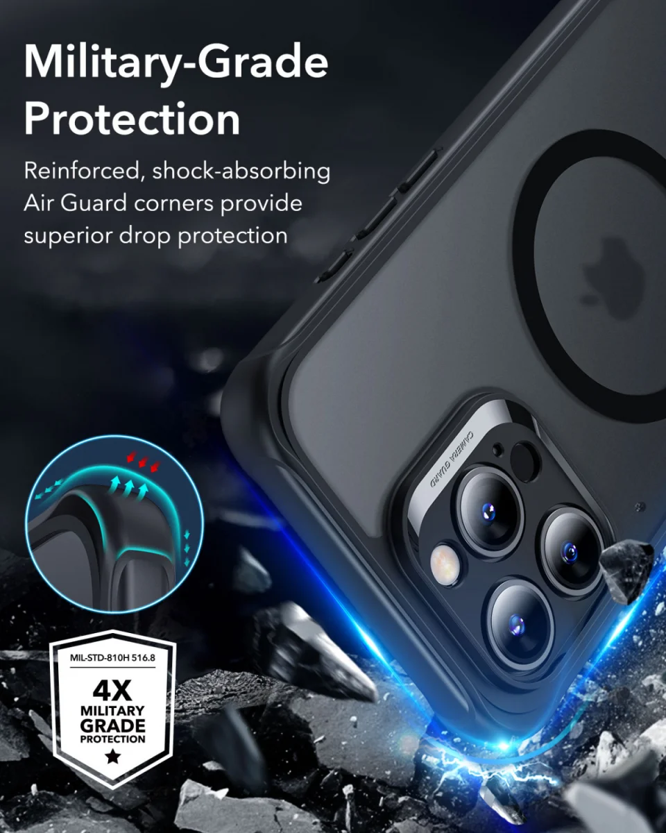 ESR Armor Tough Apple iPhone 16 Pro Max Hoesje MagSafe Frosted Zwart afbeelding 3