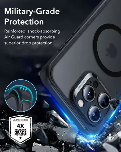 ESR Armor Tough Apple iPhone 16 Pro Max Hoesje MagSafe Frosted Zwart afbeelding 3
