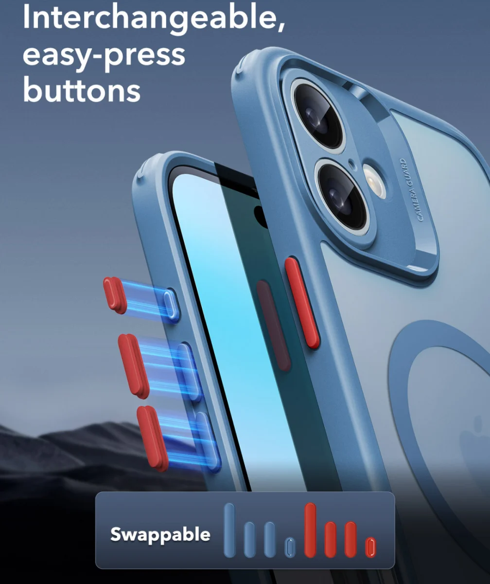 ESR Classic Pro Apple iPhone 16 Hoesje MagSafe + Tempered Glass Frosted Blauw afbeelding 6