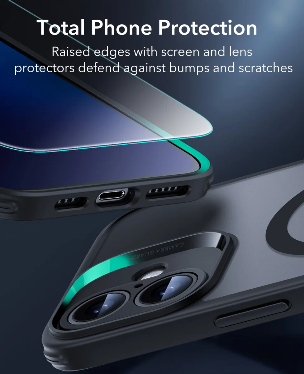 ESR Classic Pro iPhone 16 Plus Hoesje MagSafe + Tempered Glass Frosted Zwart afbeelding 4