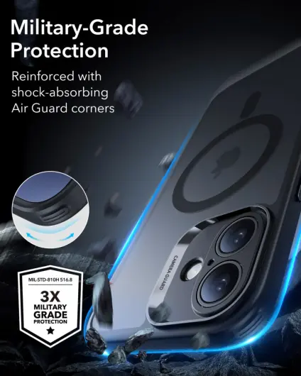 ESR Classic Pro iPhone 16 Plus Hoesje MagSafe + Tempered Glass Frosted Zwart afbeelding 3