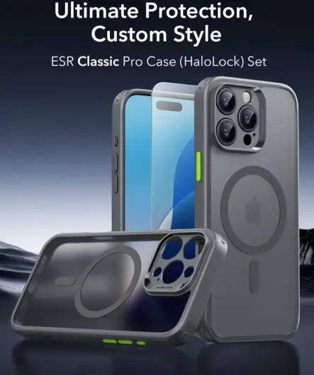 ESR Classic Pro iPhone 16 Pro Hoesje MagSafe + Tempered Glass Frosted Grijs afbeelding 2