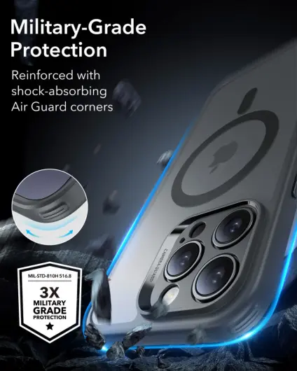 ESR Classic Pro iPhone 16 Pro Max Hoesje MagSafe + Tempered Glass Frosted Grijs afbeelding 3