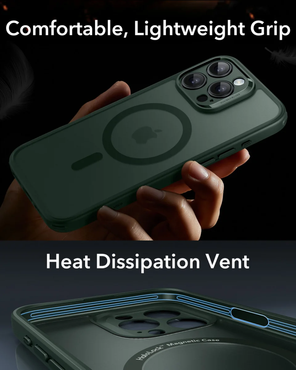 ESR Classic Pro iPhone 16 Pro Max Hoesje MagSafe + Tempered Glass Frosted Groen afbeelding 7