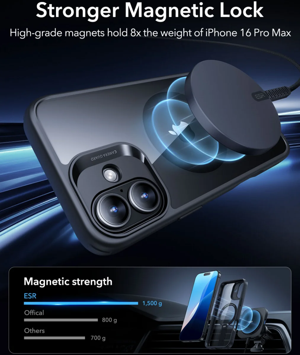 ESR Boost Flickstand Apple iPhone 16 Plus Hoesje MagSafe Transparant Zwart afbeelding 6