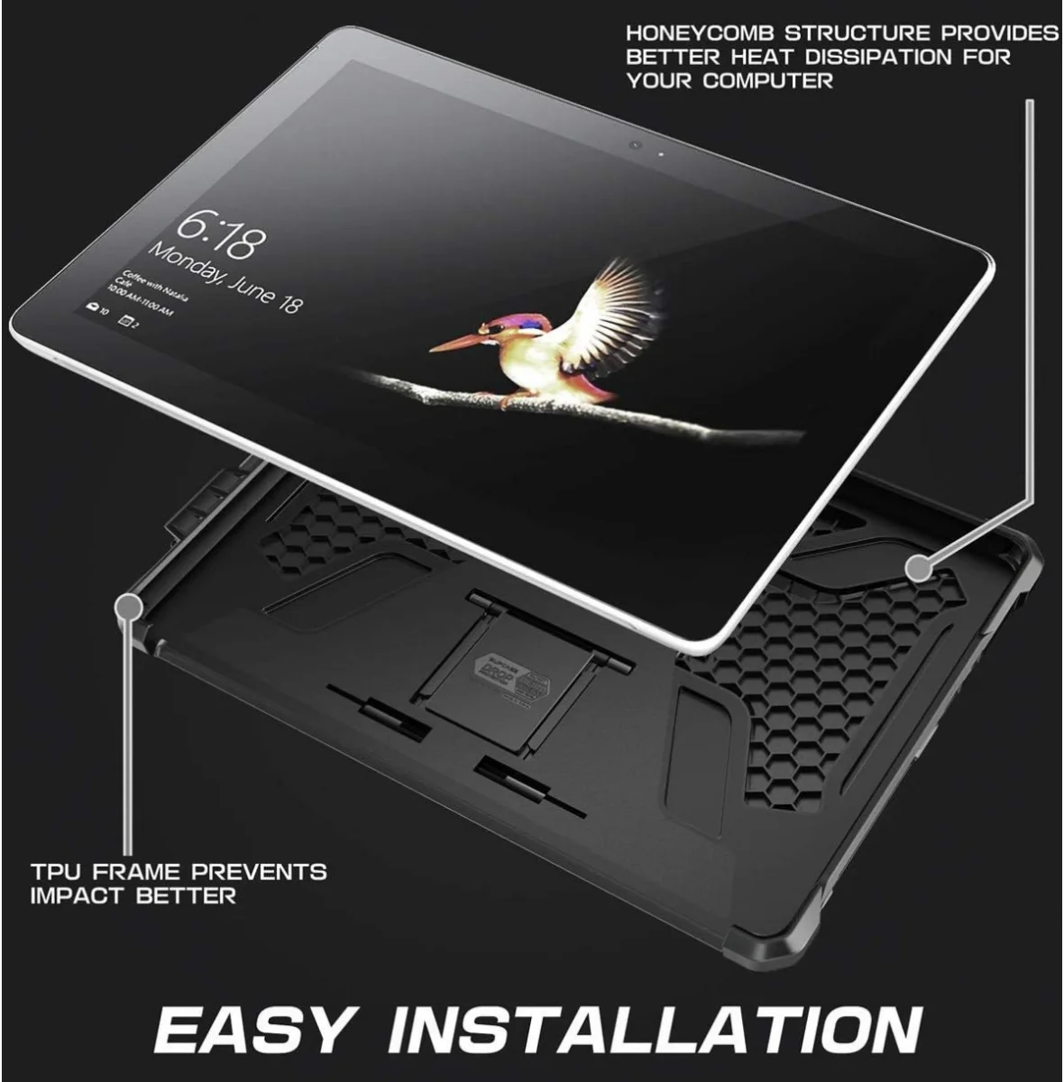 SUPCASE UB Pro Microsoft Surface Go Hoes Full Protect Kickstand Zwart afbeelding 5