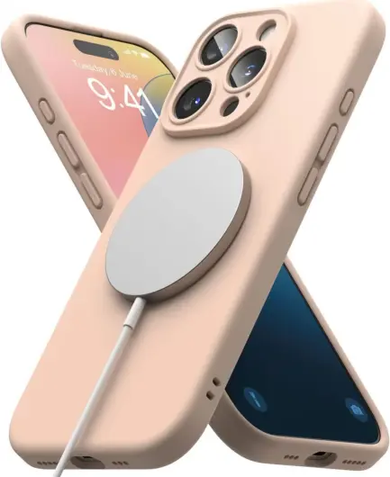 Ringke Silicone Apple iPhone 16 Pro Max Hoesje MagSafe Back Cover Roze afbeelding 1