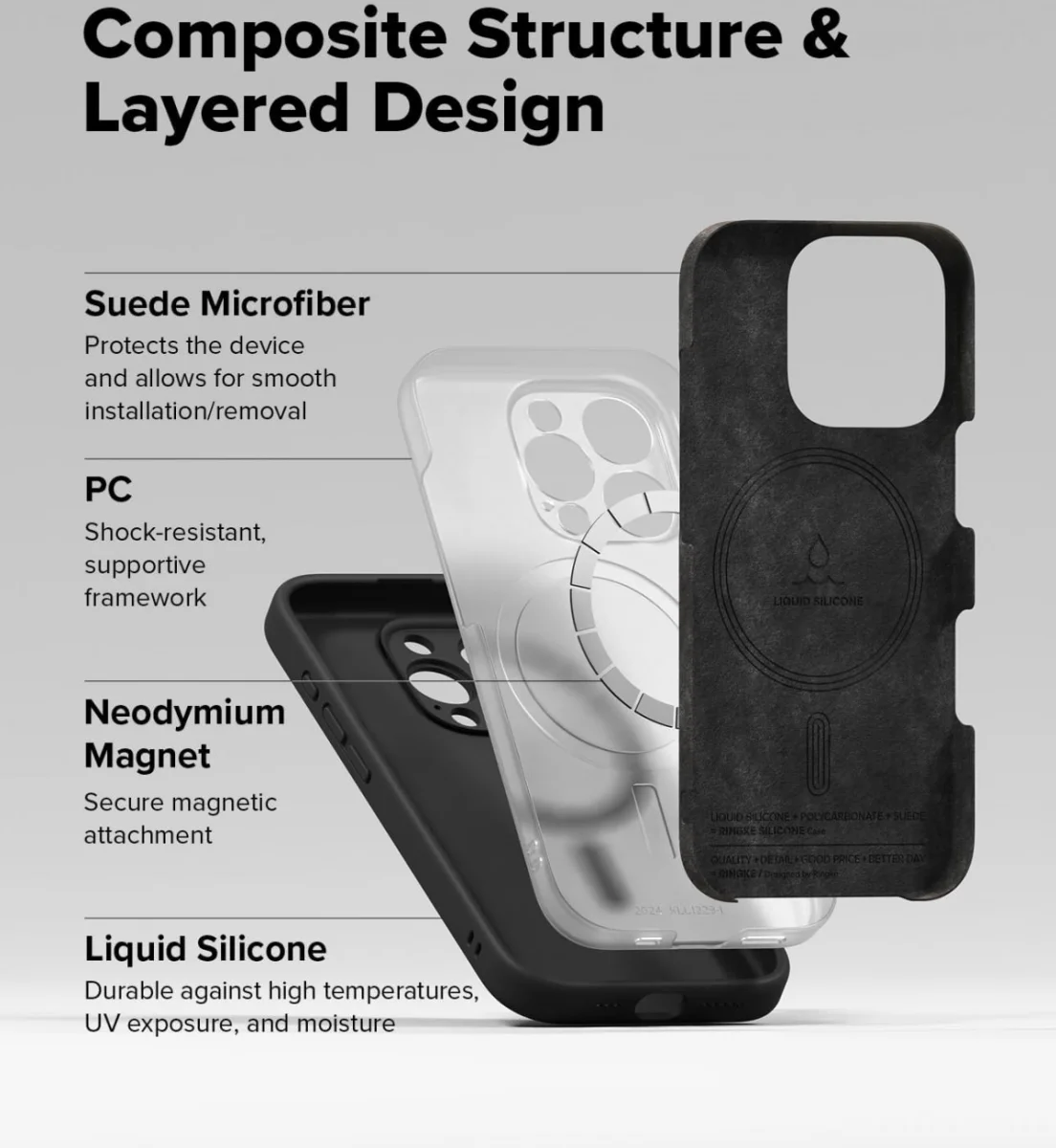 Ringke Silicone Apple iPhone 16 Pro Hoesje MagSafe Back Cover Zwart afbeelding 9