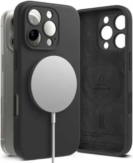Ringke Silicone Apple iPhone 16 Pro Hoesje MagSafe Back Cover Zwart afbeelding 2