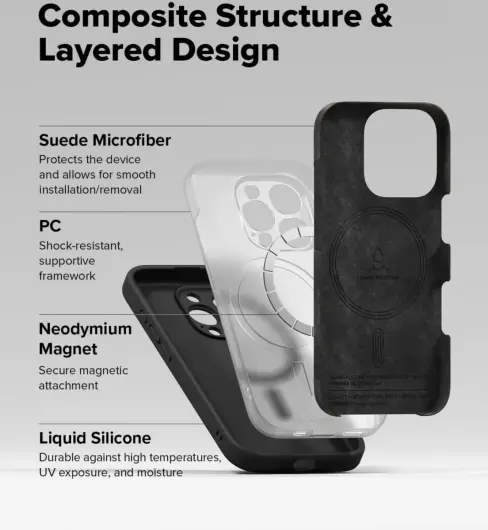 Ringke Silicone Apple iPhone 16 Pro Hoesje MagSafe Back Cover Zwart afbeelding 9
