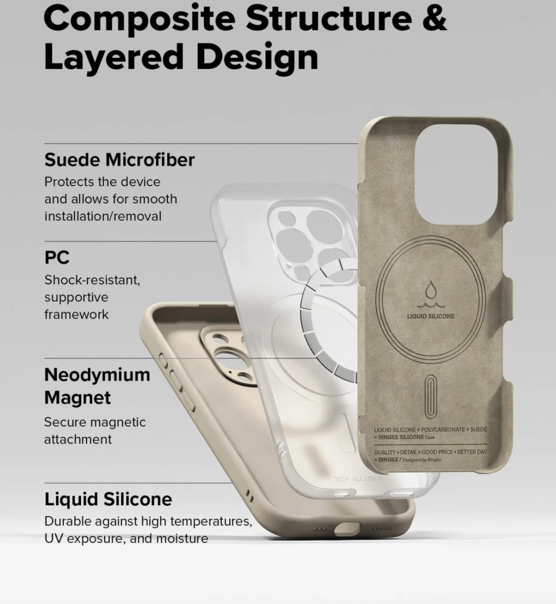 Ringke Silicone Apple iPhone 16 Pro Hoesje MagSafe Back Cover Beige afbeelding 9