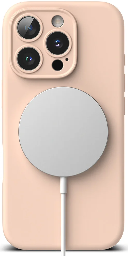 Ringke Silicone Apple iPhone 16 Pro Hoesje MagSafe Back Cover Pink Sand afbeelding 11
