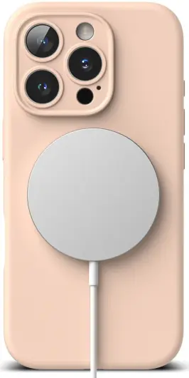 Ringke Silicone Apple iPhone 16 Pro Hoesje MagSafe Back Cover Pink Sand afbeelding 11