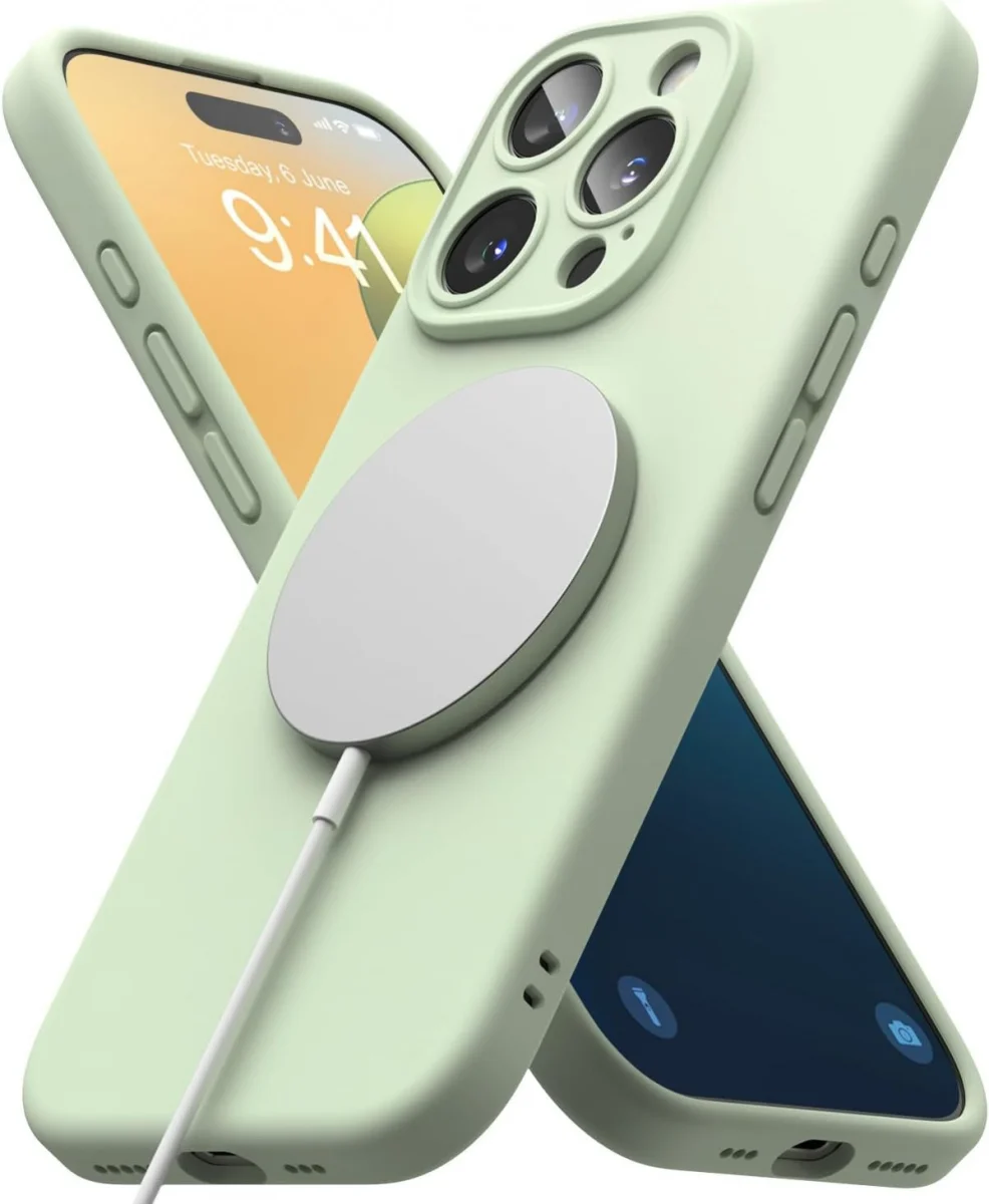 Ringke Silicone Apple iPhone 16 Pro Hoesje MagSafe Back Cover Groen afbeelding 1