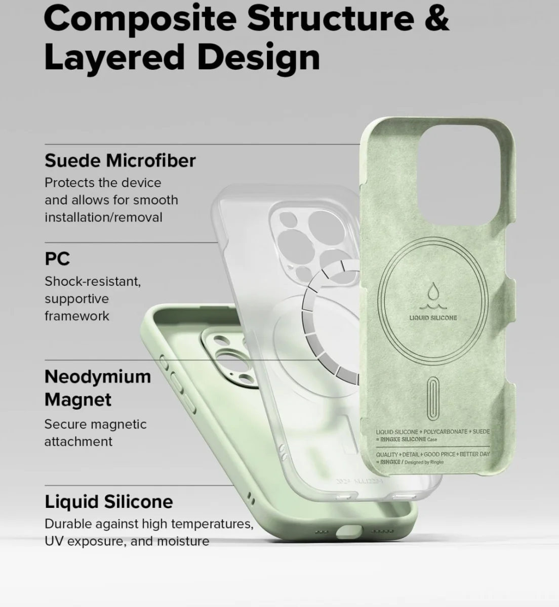 Ringke Silicone Apple iPhone 16 Pro Hoesje MagSafe Back Cover Groen afbeelding 9