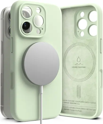 Ringke Silicone Apple iPhone 16 Pro Hoesje MagSafe Back Cover Groen afbeelding 2