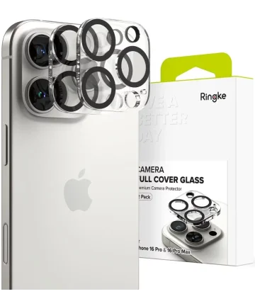 Ringke Full Cover Glass iPhone 16 Pro / Pro Max Camera Protector Glas (2-Pack) Screen Protectors