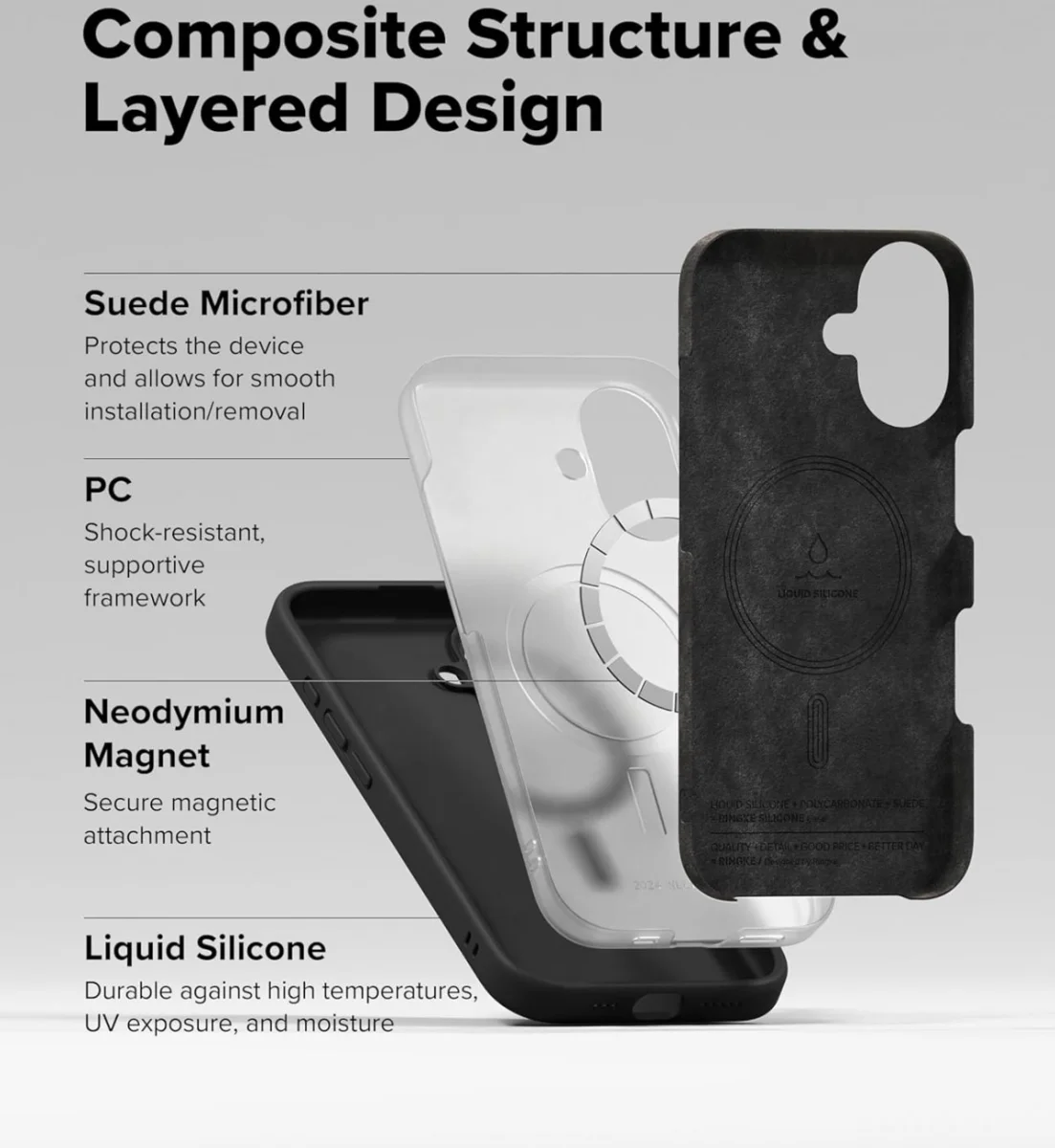 Ringke Silicone Apple iPhone 16 Plus Hoesje MagSafe Back Cover Zwart afbeelding 7