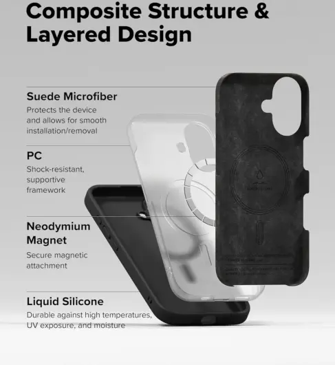 Ringke Silicone Apple iPhone 16 Plus Hoesje MagSafe Back Cover Zwart afbeelding 7