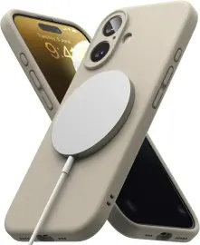 Ringke Silicone Apple iPhone 16 Plus Hoesje MagSafe Back Cover Beige