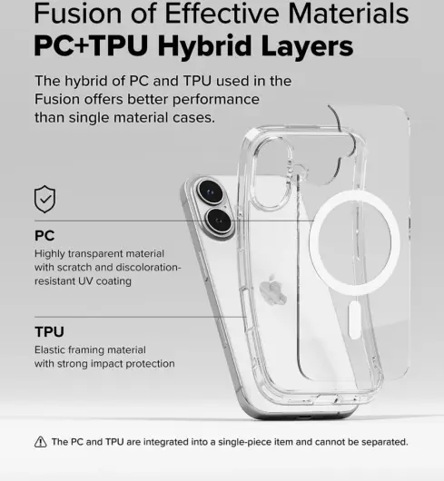 Ringke Fusion Magnetic iPhone 16 Hoesje MagSafe Back Cover Transparant afbeelding 8