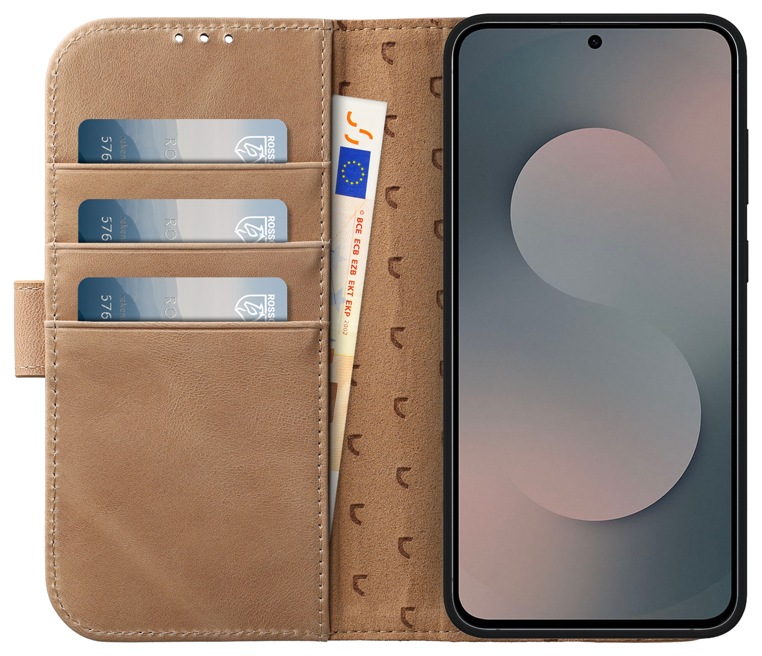 Rosso Elite Samsung S24 FE Hoesje met MagSafe Book Case Echt Leer Lichtbruin afbeelding 2