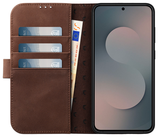 Rosso Elite Samsung S24 FE Hoesje met MagSafe Book Case Echt Leer Bruin afbeelding 2