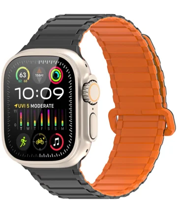 Dux Duxis - Apple Watch 1-9/SE/Ultra Bandje - 49MM/45MM/44MM/42MM - Zwart Oranje Bandjes