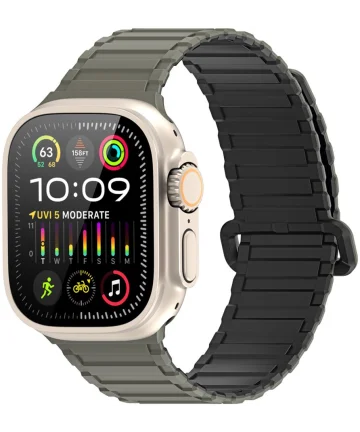 Dux Duxis - Apple Watch 1-9/SE/Ultra Bandje - 49MM/45MM/44MM/42MM - Zwart Groen Bandjes