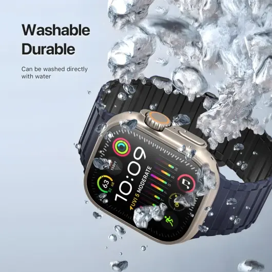 Dux Ducis - Apple Watch 1-10/SE/Ultra Bandje - 49/46/45/44/42MM - Zwart Blauw afbeelding 4