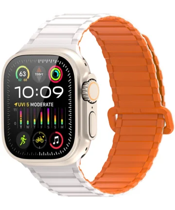 Dux Ducis - Apple Watch 1-10/SE/Ultra Bandje - 49/46/45/44/42MM - Wit Oranje Bandjes