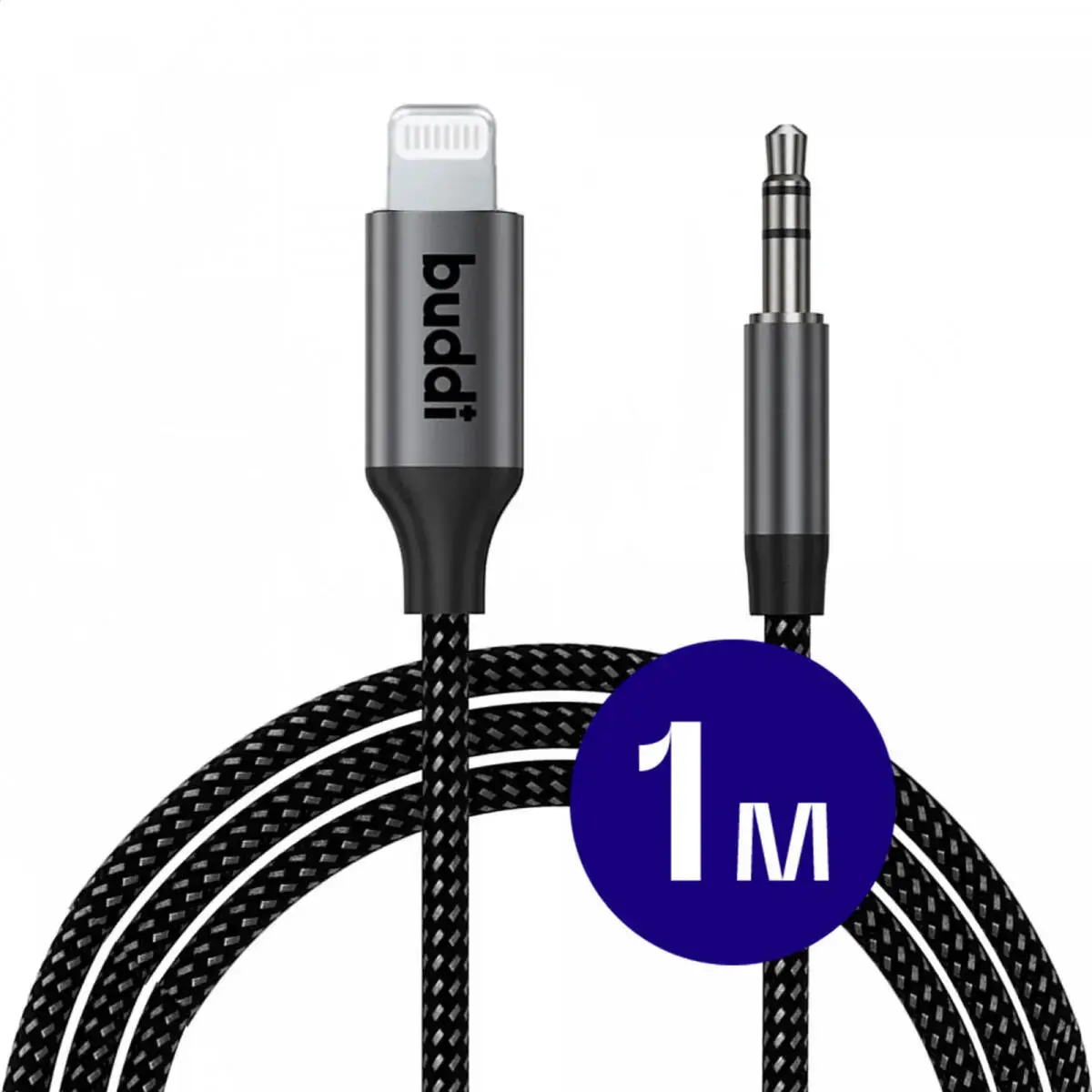 Buddi Flex Lightning naar 3.5mm Jack Aux Kabel 1 meter Zwart afbeelding 1