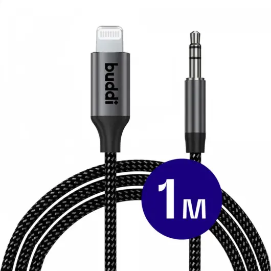 Buddi Flex Lightning naar 3.5mm Jack Aux Kabel 1 meter Zwart afbeelding 1