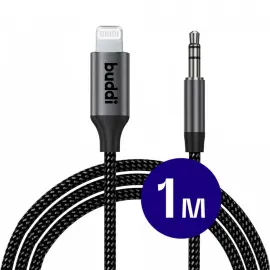 Buddi Flex Lightning naar 3.5mm Jack Aux Kabel 1 meter Zwart afbeelding